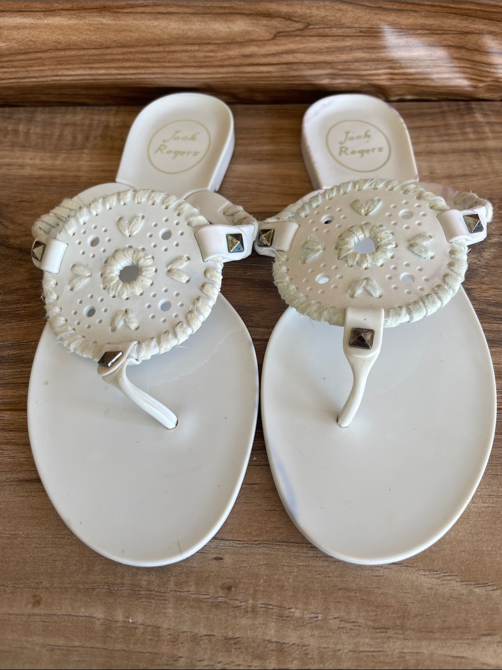 Pre-owned JACK ROGERS White Georgica Jelly Sandals Size 6